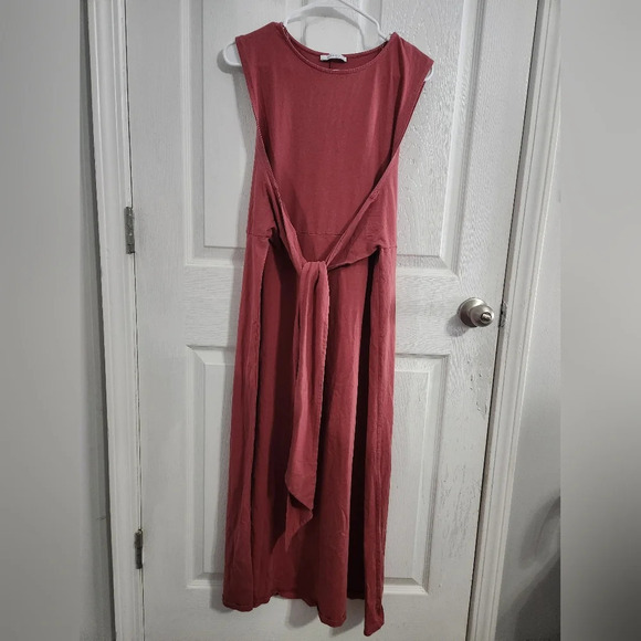 Zara dusty rose wrap tie front sleeveless maxi tshirt dress woman size small - Picture 4 of 11